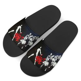 Slippers Dance Theatre Graffiti Summer Home Woman Black Pantuflas Non-slip Bathroom Slides Flip Flops Platform Custom