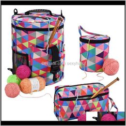 Sewing Notions Apparel Drop Delivery 2021 Rainbow Color Knitting Yarn Tote Bag Big Capacity Organizer For Weave Tools Crochet Accessories Sto