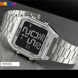 SKMEI 2 Time Men Digital Sport Watches Brand Countdown Stopwatch Fashion LED Electronic Wristwatch Male Reloj Hombre 210804