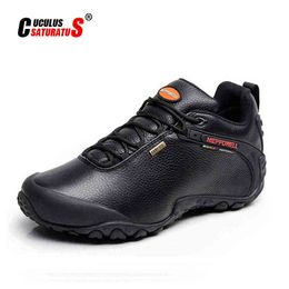 High Quality Unisex Hiking Shoes Autumn Winter genuine leather Outdoor Mens women Sport Trekking Mountain Athletic Shoes 224-5 H1125