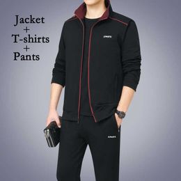 Fashion Running Sets Sport Suit Sportswear Sweatshirt +Sweatpants Mens Clothing 2 Pieces Sets Tracksuit Jogging Suits 211006