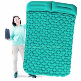 Air Camping Mats Inflatable Cushion Moistureproof Outdoor Hiking Picnic Tent Plaid Pad Home Rest Double Sleeping Bag Mattress 220104