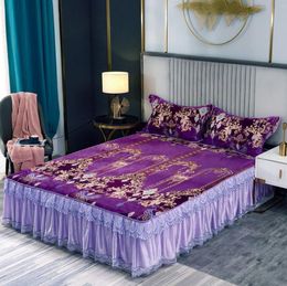 1pc Thicken Bed Skirt Autumn Winter Keep Warm Plus Velvet Bedspread Household Bedroom Bed Sheet ( No Include Pillowcase ) F0031 210420