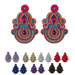 KpacoTa Ethnic boho long big earrings Exaggeration fashion jewelry colourful Soutache Handmade pendant earring for women gift