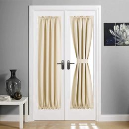 Curtain & Drapes 1 Panel Blackout French Door Solid Colour Soft Fabric Rod Pocket For Bedroom Living Room Window