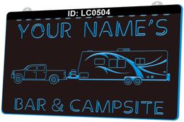 LC0504 Your Names Bar Campsite Light Sign 3D Engraving