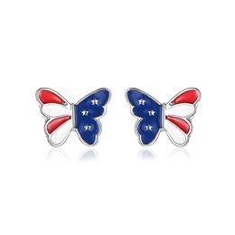 New earrings European and American style American flag earrings Sweet Colour three stars dragonfly butterfly earrings X0709 X0710