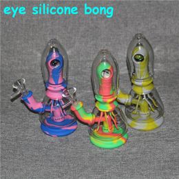 7.8inch Eye silicone glass Bong Water Pipe hookah Colourful Oil Rigs Coloured with dry herb Bowl nectar