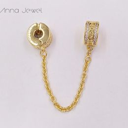 DIY Charm Bracelets  jewelry pandora safety chain for bracelet making bangle Gold LOGO Luxury design   style spacer bead for women men birthday gifts wedding 767027CZ