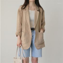 Thin Linen Suit Women 2021 Spring British Style Casual Long-sleeved Cotton And Small Jacket Women's Jackets