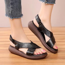 Sandals Vintage Handmade Women's Genuine Leather Flat Platform Summer Shoes Casual Gladiator Women Sandalias Mujer