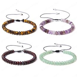 Natural tiger eye Amethysts crystal stone wheel abacus bead woven bracelet women male men jewelry gifts