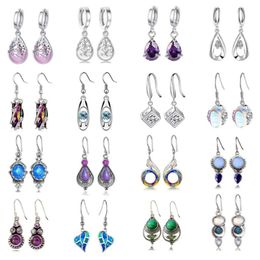 16 Pairs Teardrop Crystal Drop for Women Multicolor Boho Hoop Colourful Hook Dangle Earrings Kit