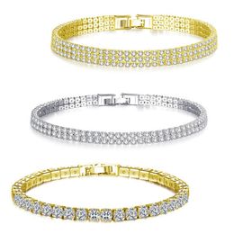 Fashion Cubic Zirconia Tennis Bracelets Bangle Gold Silver Color Charm Bracelet For Women Bridal Wedding Party Jewelry