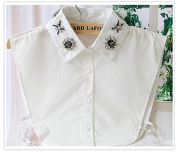 Chokers Large Crystal False Shirt Korean Wild Decorative Collar Black Fashion Pure Organza Fake For Women Decoration