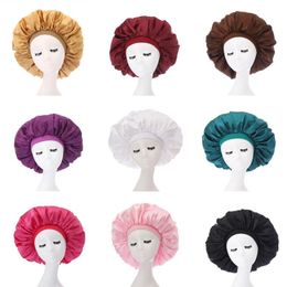 Women Lady Solid Color Extra Large Night Hats Sleep Caps Hair Care Wide Bath Headwear Fashion Accessories