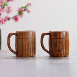 Classical Wooden Beer Cup Tea Coffee Water Mugs With handle Heatproof Home Office Bar Party Drinkware Cups sea sending T9I001232