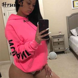 Hoodies Women Fashion Long Sleeve Sweatshirts O Neck Loose Fitness Tracksuit Letter Printing Casual Sudaderas De Mujer 210513