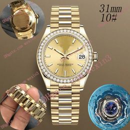 Woman diamond watch Ladies watches White luminous strip 31mm roman dial presidential band montre de luxe 2813 Automatic Steel swimming Waterproof Wristwatches