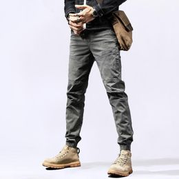 Military Tactical Cargo Pants Men Fashion Korean Streetwear Casual Stretch Cotton Slim Trousers Men's