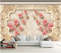 Custom photo wallpapers 3d murals wallpaper European aristocratic marble pattern flower TV background wall paper for living room decoration