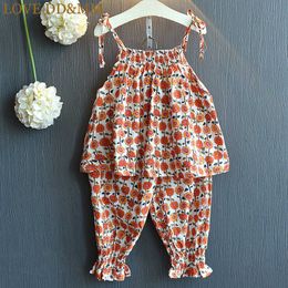 LOVE DD&MM Girls Sets Summer Children's Clothing Girls Fashion Sexy Strappy Shirt + Pants Two-Piece Suit 210715