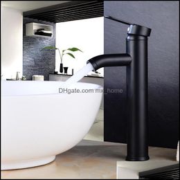 Bathroom Sink Faucets Faucets, Showers & Accs Home Garden Mablack Single Handle Basin Cold And Mixer Tap Black Water Kitchen Faucet Drop Del