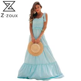 Women Dress Sleeveless Plaid Bohemian Dresses For Plus Size Vintage Sexy Long Beach Fashion 210524