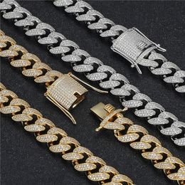 12mm 18/20/22inch Gold Silver Colours Bling CZ Micro Setting Miami Cuban Chain Necklace Rapper Street Jewellery for Men Women