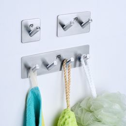 3M Self Adhesive Wall Door Back Hooks Stainless Steel Key Coat Bag Holder Bathroom Kitchen Rustproof Towel Hook