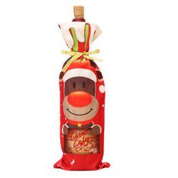 New Creative Red Wine Bag Set Wine Bottle Decoration Christmas Covers Santa Claus Home