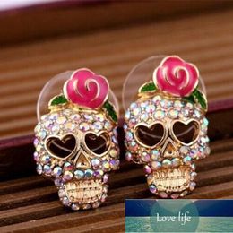 Exaggerated Vintage Skeleton Stud Earrings For Women Personality Rhinestone Crystal Skull Earring Punk Ear Jewelry Brincos Factory price expert design Quality