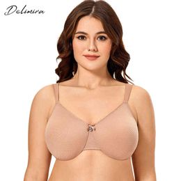 Delimira Women's Sheer Minimizer Bra Plus Size Support Underwired Everyday Bra 211217