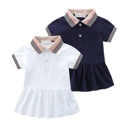 new 2020 summer kids clothes striped short-sleeved cotton baby girl princess dress Q0716