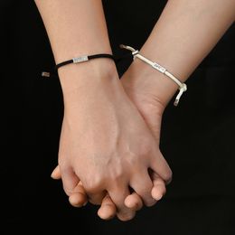 S2594 Fashion Jewellery White Black Lovers Bracelet Magnets Rope Bracelets Set