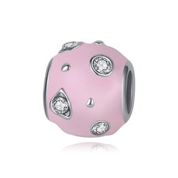 Fits Pandora Original Bracelets 20pcs Silver Charms Beads Pink Heart Enamel Cake Silver Charms Bead For Women Diy European Necklace Jewelry