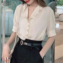 Vintage Short Sleeve Chiffon Shirts Blusas Mujer De Moda Blouse Women Plus Size Shirt Elegant Summer Clothes 10021 210508