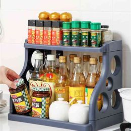 Kitchen Spice Organiser Rack Multi-Function Rotating Storage Shelf Slide Cabinet Cupboard 210902