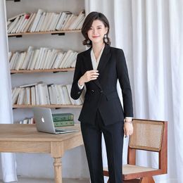 spring and summer professional women's pants suit feminine Casual ladies blazer Elegant trousers Two-piece high quality 210527