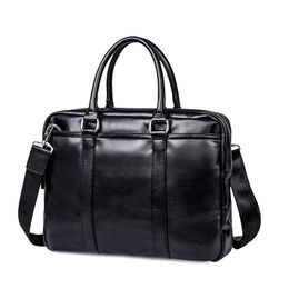 Men's Business Office Briefcase Leather Handbag Computer Laptop Male Large Casual Black Shoulder Bags for Man