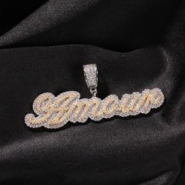 A-Z Csutom Cursive Letter Big Name Necklace Personalised Tennis Chain Iced Out 2 Colors Cubic Zirconia Fashion Hiphop Jewelry