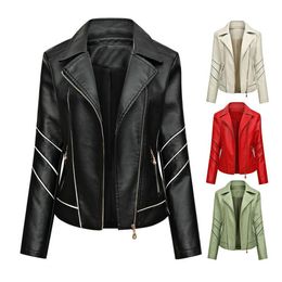 Jacket Plus Size Fabulous Faux Leather Jacket Women Winter Windproof Slim Lady Coat for Motorcycle Riding