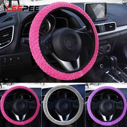 Leepee Soft Warm Plush Covers Car Steering Wheel Cover Pearl Velvet Car Decoration Winter Warm Universal CarStyling 4 Colours J220808