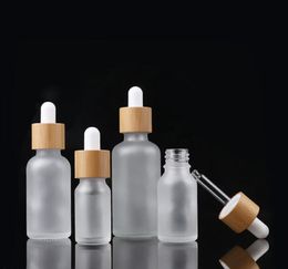 10ml-100ml Bamboo Cap Frosted Glass Dropper Bottle Liquid Reagent Pipette Bottles Eye Dropper Aromatherapy Essential Oils Perfumes Bottles