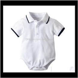 Jumpsuitsrompers Clothing Baby Maternity Drop Delivery 2021 Summer Boys Rompers Infant Short Sleeve Jumpsuits Toddler Cotton Turndown Collar