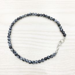 MG0147 Wholesale High Quality Snowflake Obsidian Anklet 4 mm Mini Gemstone Yoga Jewellery Handmade Gift Jewellery