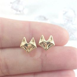 fox earrings women UK - 10Pair Gold Silver Dainty Tiny Fox Stud Earrings Cute Cat Head Face Earring Studs Animal Jewelry for women