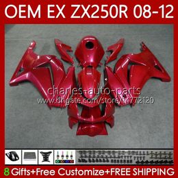 Injection Mould Body For KAWASAKI NINJA ZX250R Pearl red ZX 250R EX250 ZX250 R 08 09 10 11 12 Bodywork 81No.98 ZX-250R 2008 2009 2010 2011 2012 EX250R 08-12 OEM Fairing