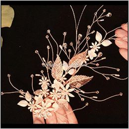 & Barrettes Drop Delivery 2021 Forseven Delicate Flower Leaf Shining Crystal Pearls Hairpins Jewelry Bride Noiva Wedding Party Hair Decor Sid