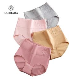 3 Pieces/Lot Cotton Panties Women Briefs High Waist Control Abdomen Slimming Shapewear Knickers Female Postpartum Recovery Tummy 211021